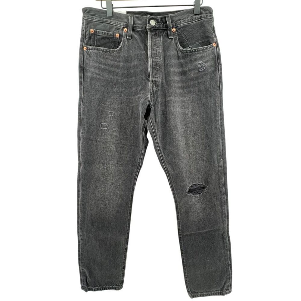 Levi's Premium 501 Women W31 L28 High Rise‎ Skinny Leg Jean Black Distressed NWT